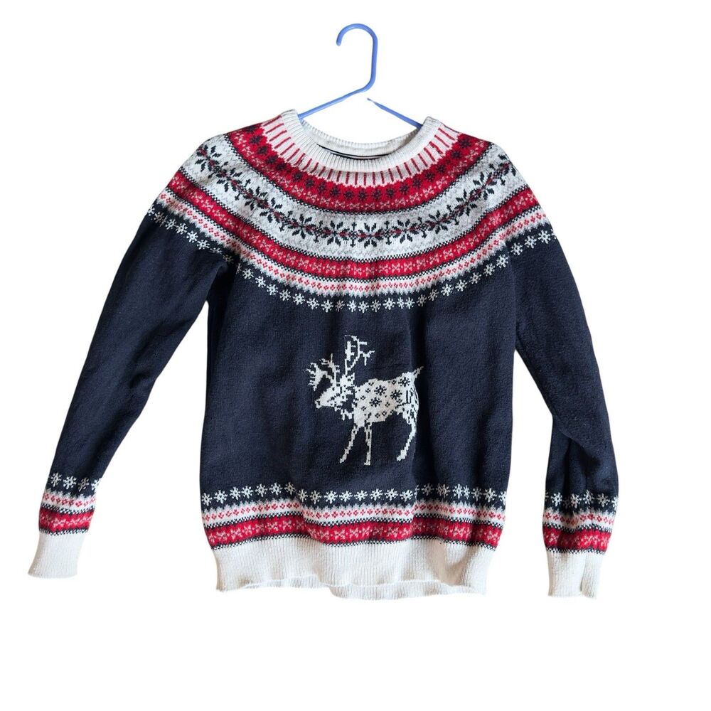 Tommy Hilfiger Fair Isle Crewneck Sweater Medium Cotton Wool Blend Y2k Prep